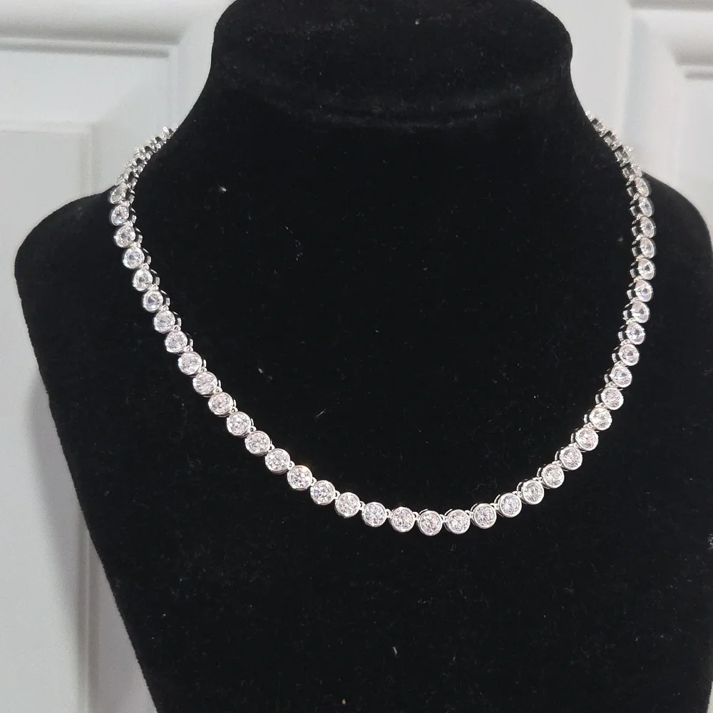 💎▪️ Camila Coelho▪️ Beautiful  Silver Tone Cubiz Zirconia 15in  Necklace